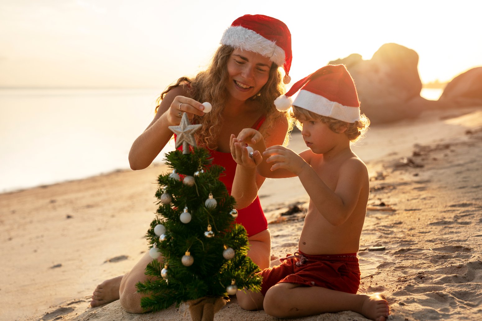 navidad en familia frente al caribe